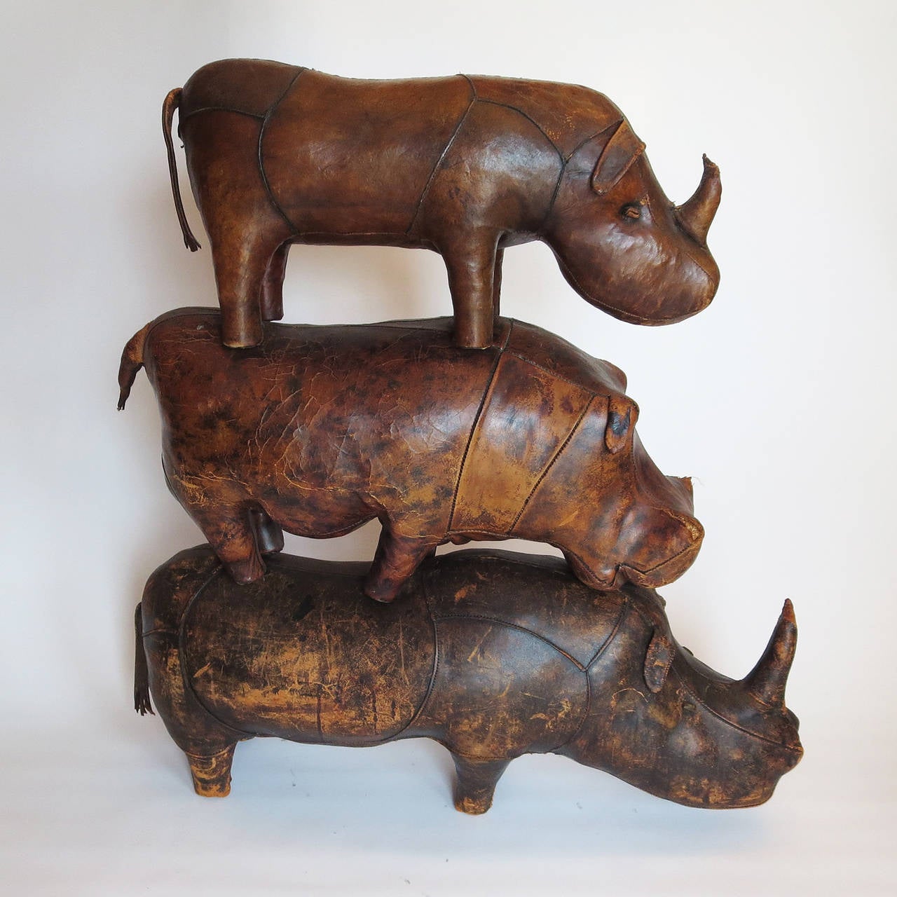Trio of Leather Animals Sculptures by Dimitri Omersa for Abercrombie and Fitch 1