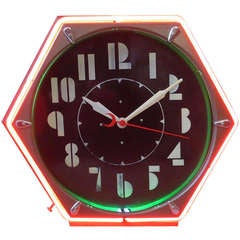 Art Deco Hexagon Neon Wall Clock