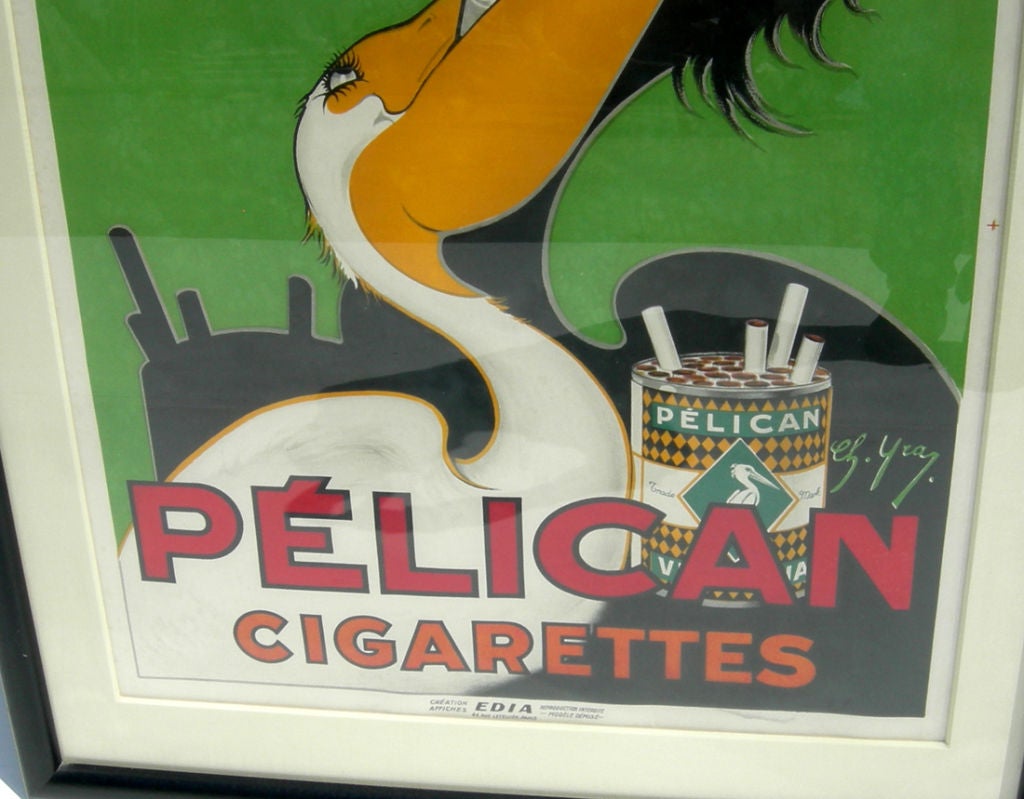 pelican cigarettes vintage poster