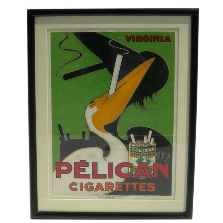 Art Deco Pelican Cigarettes Poster