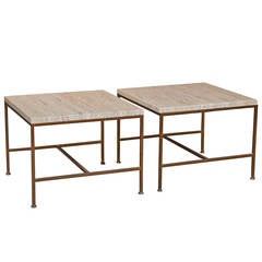 Paul McCobb Style Travertine End Tables