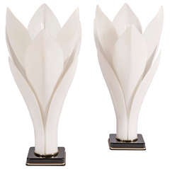 Pair of Rougier Lotus Lamps