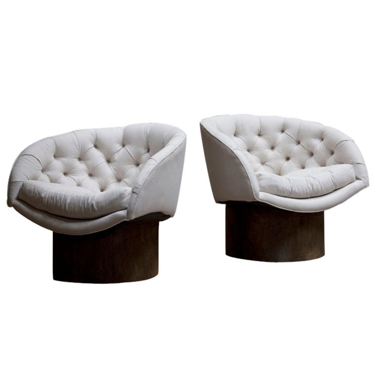 Pair of Tufted Scoop Chairs