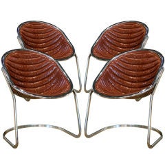 Set of 4 Gastone Rinaldi Chrome Chairs