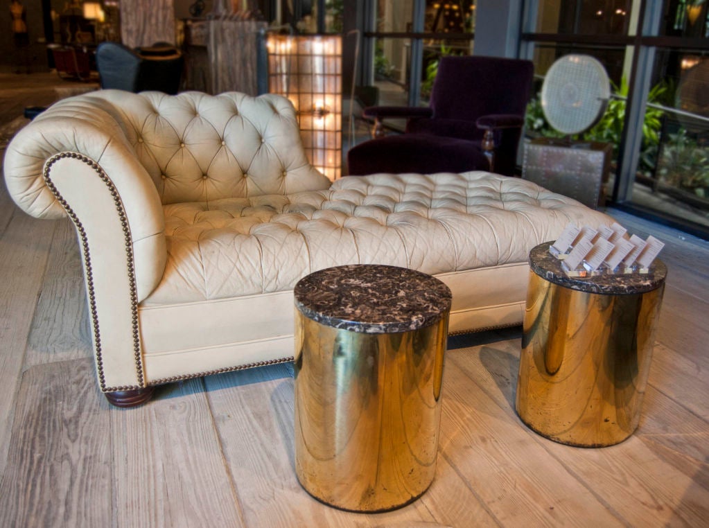 Pair of Brass Drum Drink Tables