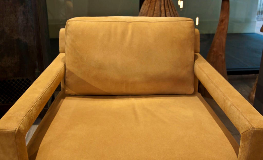 20th Century Milo Baughman Suede Armchairs