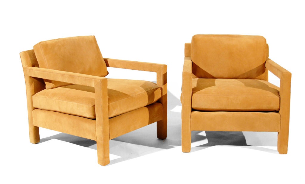 Milo Baughman Suede Armchairs 2