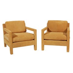 Milo Baughman Suede Armchairs