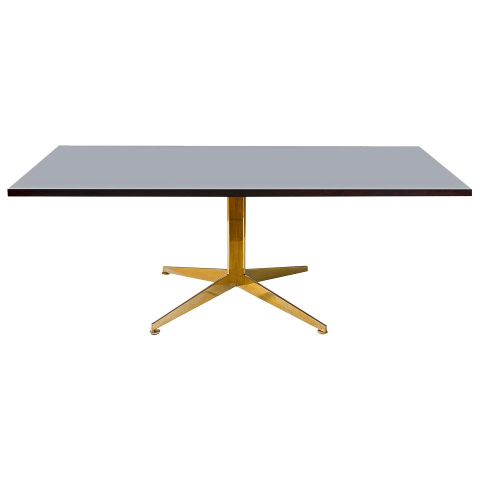 Black Lacquered Table with Brass Base