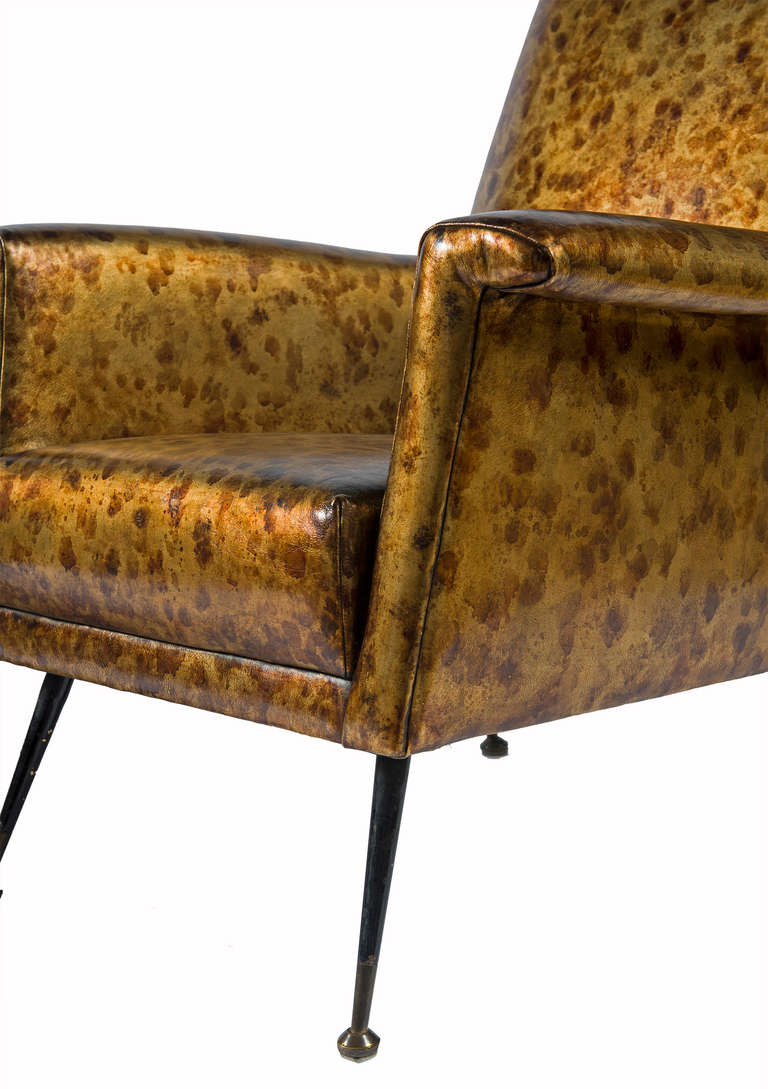 Mid-20th Century Pair of Tortoise Club Chairs