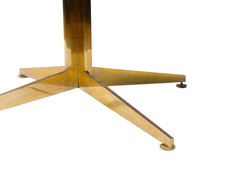 French Black Lacquered Table with Brass Base