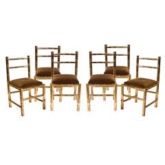 Set of Six Gilt Brass Bamboo Chairs