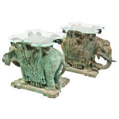 Vintage Pair of Bronze Elephant Tables