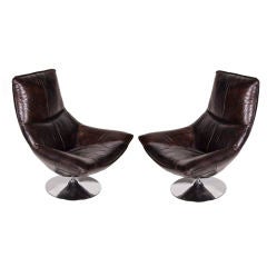 Pair of Leather Swivel Chairs