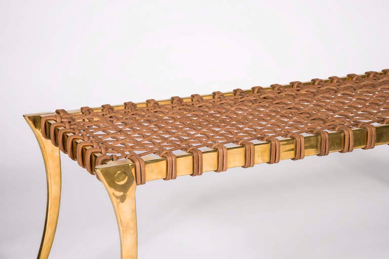 Contemporary Brass Klismos Bench