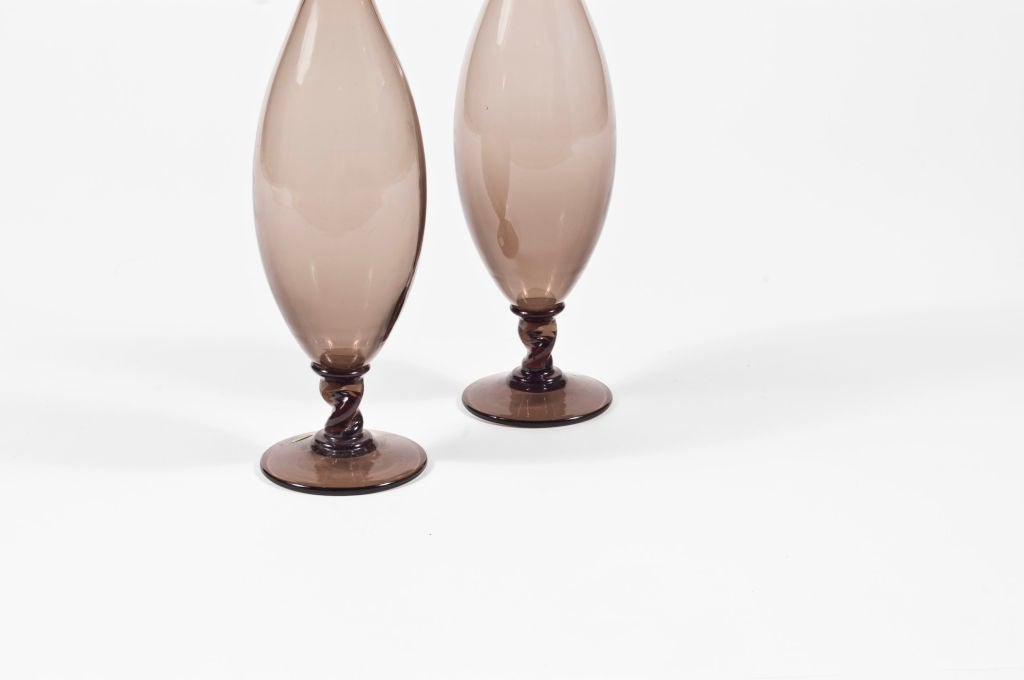 Pair of Tall Murano Decanters 1