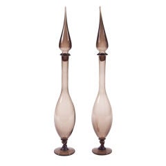 Pair of Tall Murano Decanters