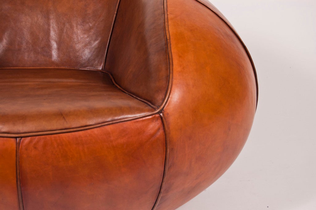 Italian Pair of Leather Pod Chairs