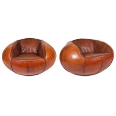 Pair of Leather Pod Chairs