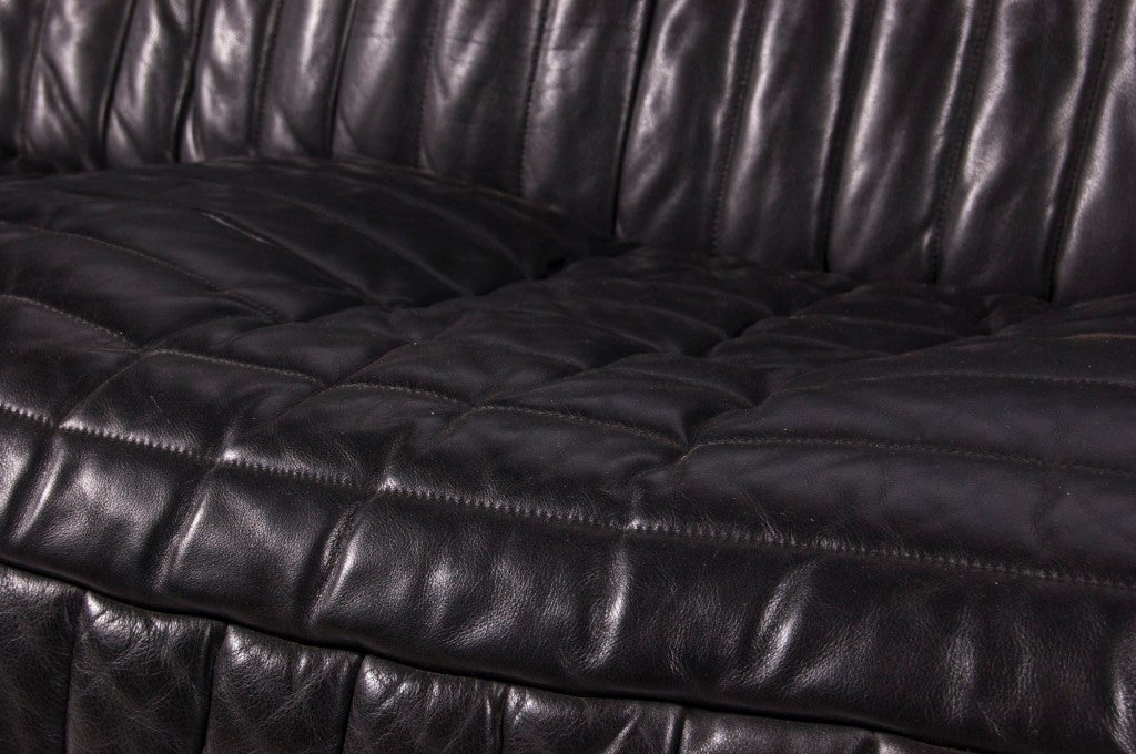 Late 20th Century Black Leather Living Scape - Three Seater by Cinna Annie Hieron