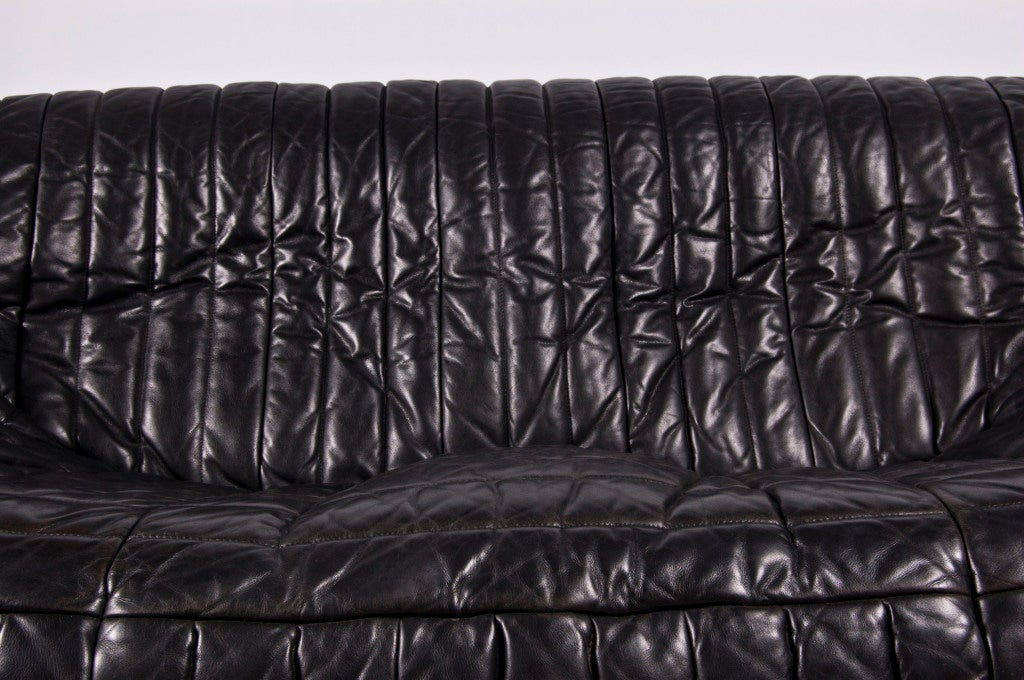 French Black Leather Living Scape - Two Seater by Cinna Annie Hieronim