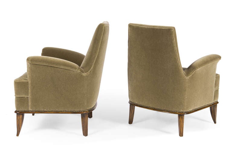 Pair of Club Chairs in the style of Jean-Michel Frank In Excellent Condition In San Francisco, CA