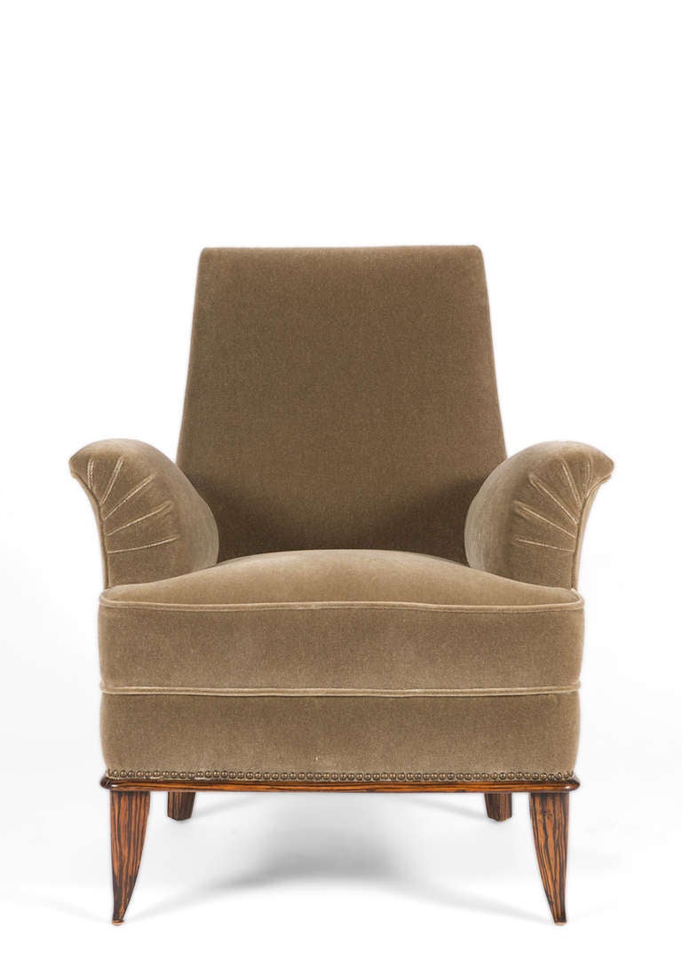Pair of Club Chairs in the style of Jean-Michel Frank 1