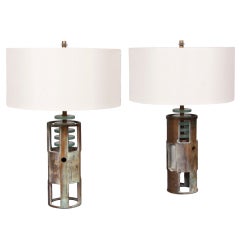 Pair of Brass Pump Lamps by Gianni Vallino