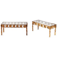 Pair of Laurel Gilded Tole Cocktail Tables