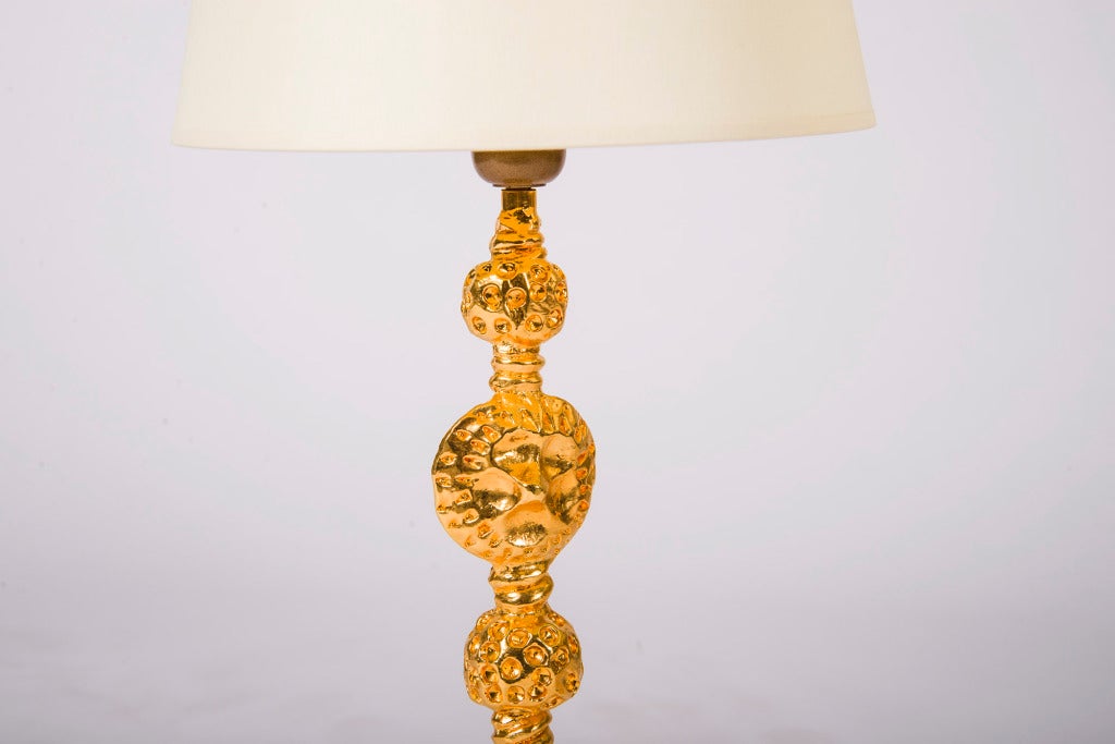 French Pair of Gold Fondica Lamps