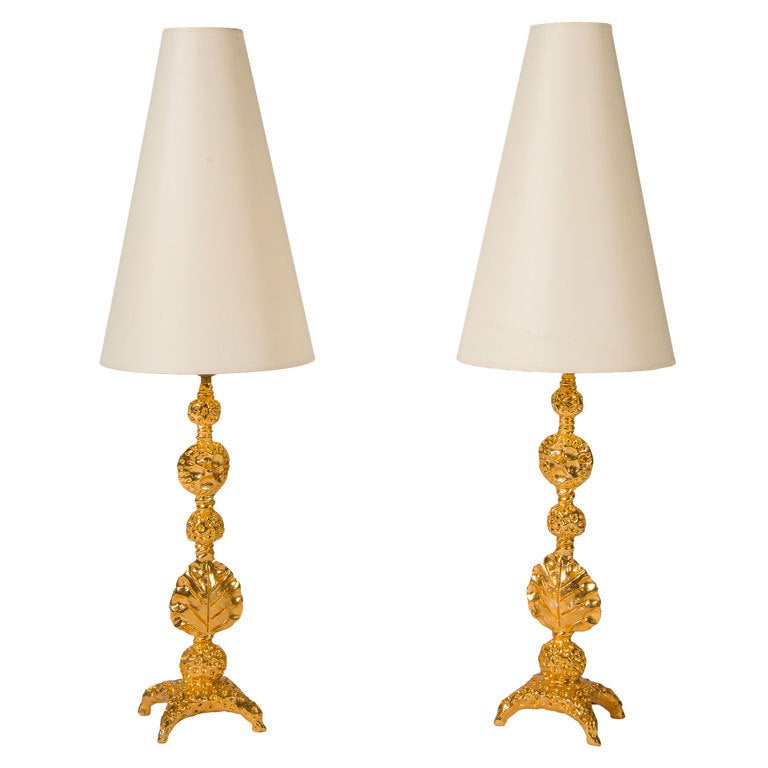 Pair of Gold Fondica Lamps