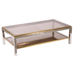 Willy Rizzo Chrome and Brass Cocktail Table Willy Rizzo Chrome and Brass Cocktail Table
