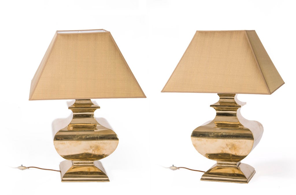 Pair of Brass Baluster Lamps