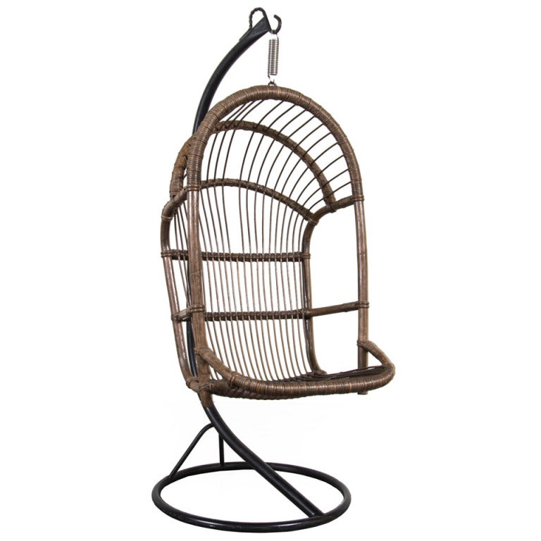 Rattan Hanging Pod Chair at 1stDibs
