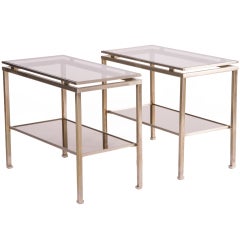 Smoked Glass Side Tables by Guy Le Fevre