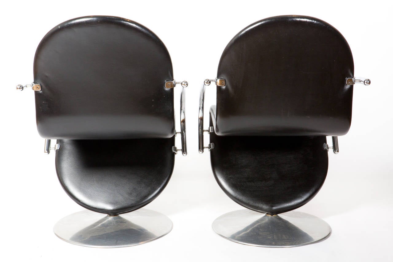 Aluminum Pair of 1-2-3 Chairs by Verner Panton
