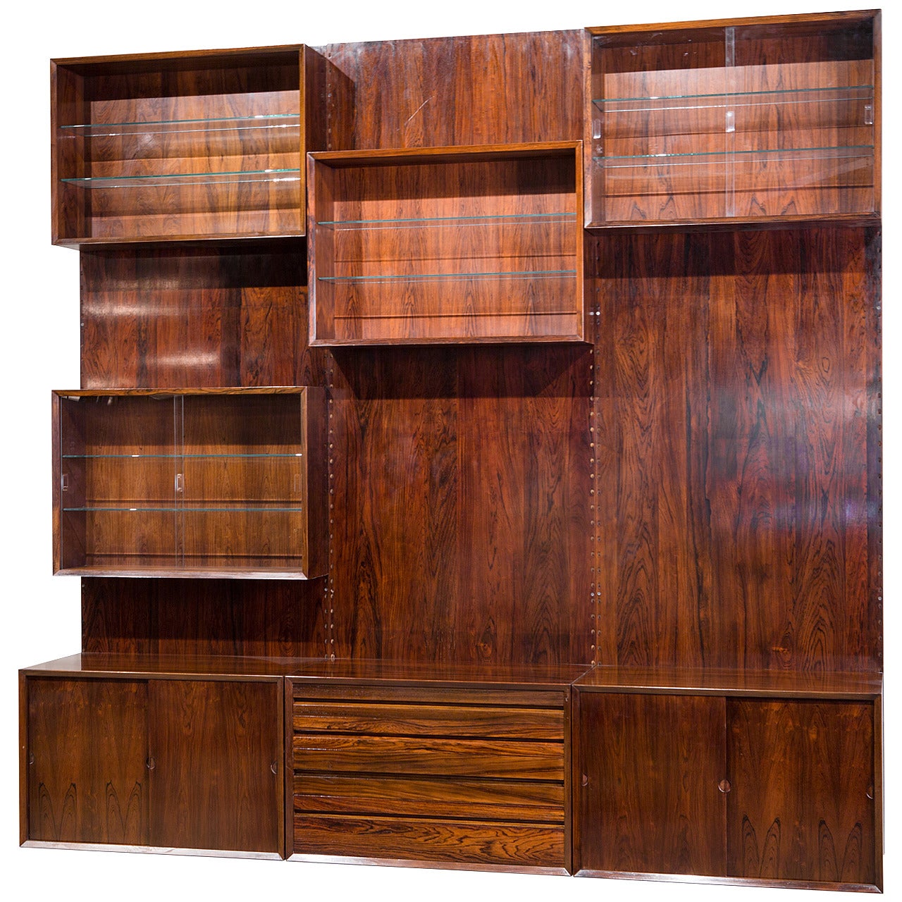 Modular Danish Rosewood Wall Unit by Poul Cadovius