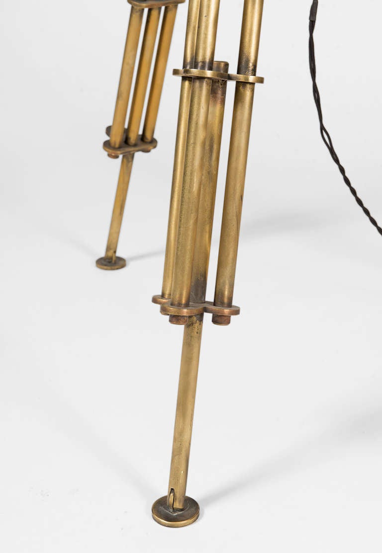 Limited Edition antique brass and cast glass floor lamp. Dimmable.