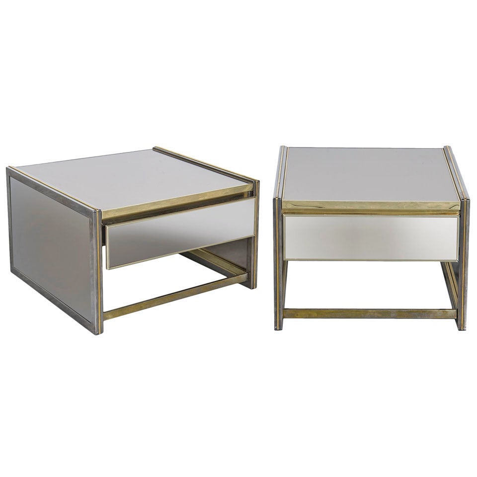 Pair of Boxey Mirrored Side Tables