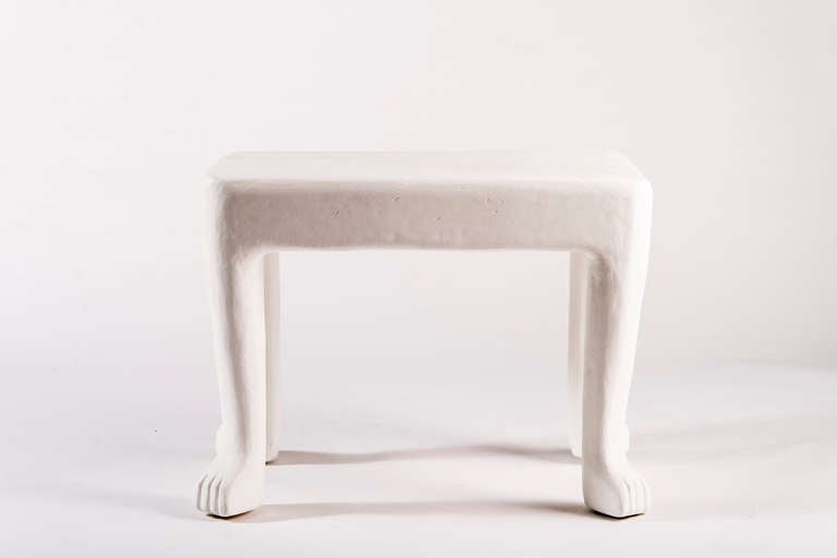 Plaster four paw leg side table from the 'African Series' by John Dickinson.
