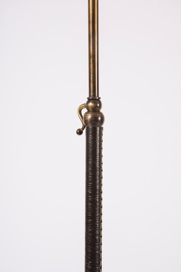 Pair of Stitched Leather Floor Lamps