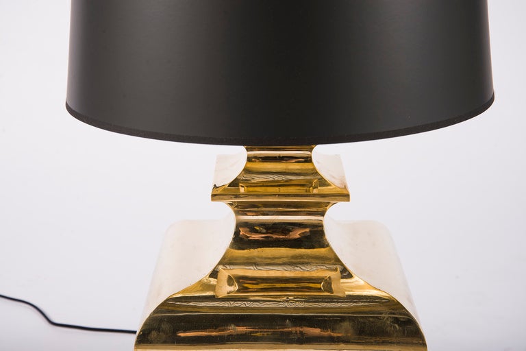Baluster lamp in polished brass with natural patina, noir shade with gold interior sold separately. One available.

* Only one available, shade not included in price*

* Natural patina will continue over time to darken the lamp- this is can be