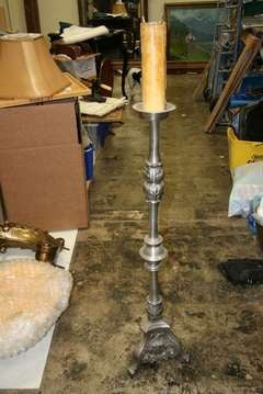 Early 1900's Pewter Floor Lamp