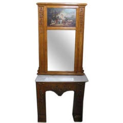 Fireplace Mantel and Trumeau Mirror, 19th Century French