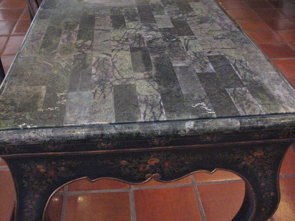 19th Century Painted Chinoisserie Center Table With Stone Top