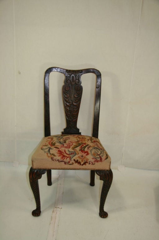 18th Century English Queen Anne Chair
19th century seat cover.
Not perfectly centered
17.5 seat height.