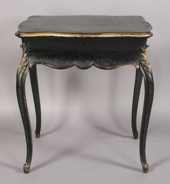 19th Century Ebonized Dressing Table with Single with lift top over inset porcelain tray (side table ,night stand)