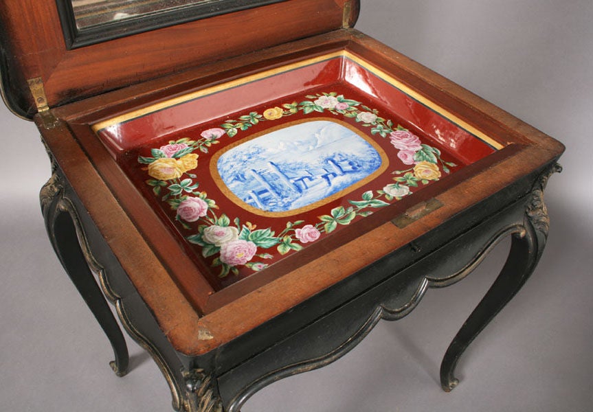 Baroque 19th Century Ebonized Dressing Table with Single Drawer
