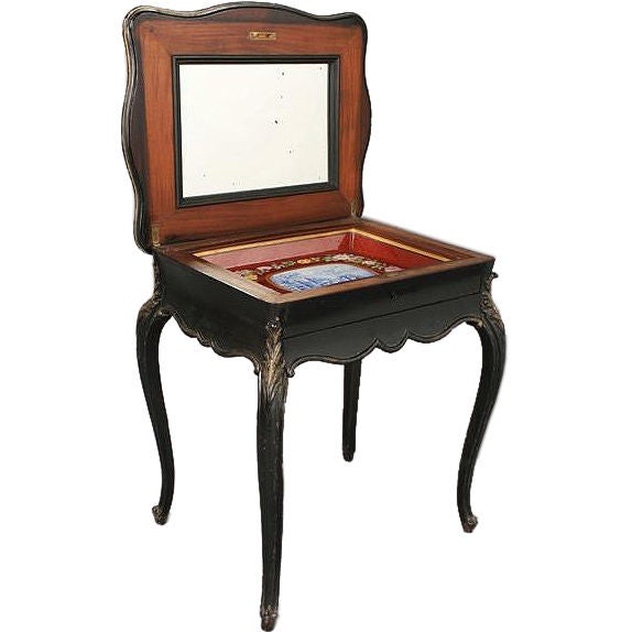 19th Century Ebonized Dressing Table with Single Drawer
