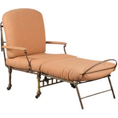 Great 19th Century Iron and Brass Campaign Folding Chaise